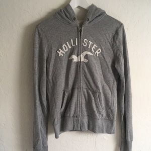 Hollister- Grey Zip front hoodie